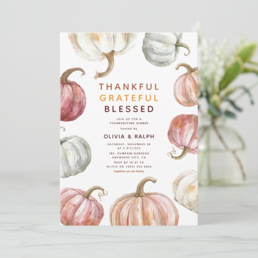 Invitation Citrouille d'aquarelle moderne Thanksgiving Dîner (Debout devant)