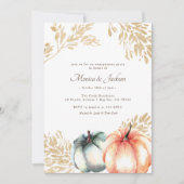 Invitation Citrouille d'aquarelle Orange Gold Fall Fiançaille (Devant)