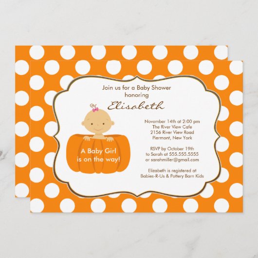 Invitation Citrouille d'automne (Devant / Derrière)