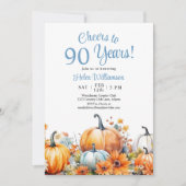 Invitation Citrouille d'automne 90e anniversaire Félicitation (Devant)