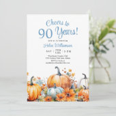 Invitation Citrouille d'automne 90e anniversaire Félicitation (Debout devant)
