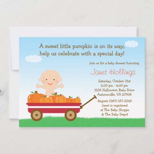 Invitation Citrouille d'automne Baby shower (Devant)