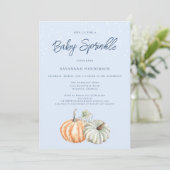 Invitation Citrouille d'automne Baby shower Blue Sprinkl Invi (Debout devant)