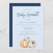 Invitation Citrouille d'automne Baby shower Blue Sprinkl Invi (Devant / Derrière)