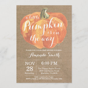 Invitation Citrouille d'automne Baby shower Burlap