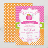 Invitation Citrouille d'automne Baby shower, Citrouille fille (Devant / Derrière)