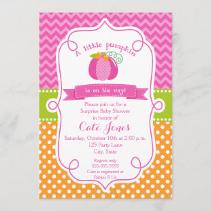 Invitation Citrouille d'automne Baby shower, Citrouille fille