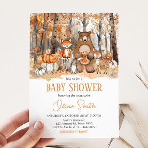 Invitation Citrouille d'automne Baby shower des animaux de bo