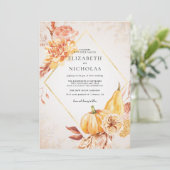 Invitation Citrouille d'automne Boho | Mariage floral (Debout devant)