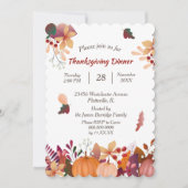 Invitation Citrouille d'automne Bouquet Thanksgiving Dîner (Devant)