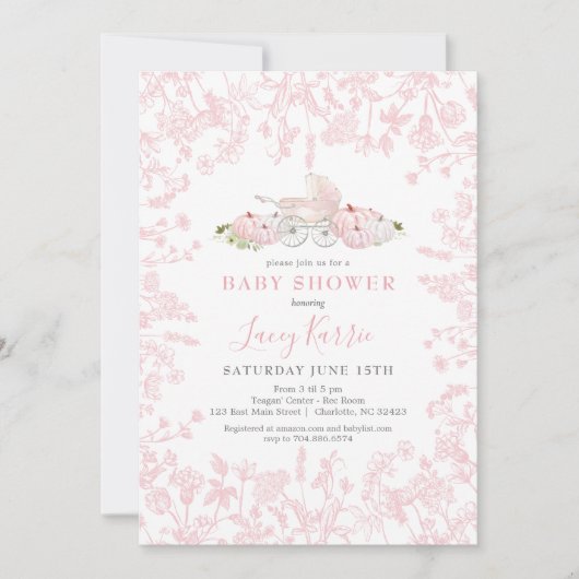 Invitation Citrouille d'automne Chinoiserie baby shower Invit (Devant)