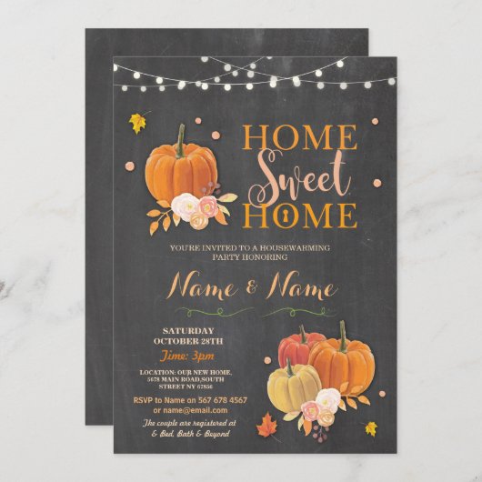 Invitation Citrouille d'automne de la Chalk douce à domicile (Devant / Derrière)