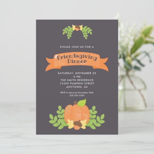 Invitation Citrouille d'automne | Dîner Friendsgiving (Debout devant)