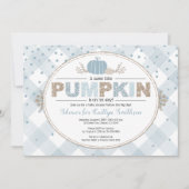 Invitation citrouille d'automne en vichy confetti baby shower (Devant)