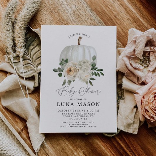 Invitation Citrouille d'automne et Baby shower de 