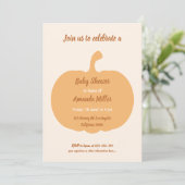 Invitation Citrouille d'automne et Baby shower pastel de feui (Debout devant)