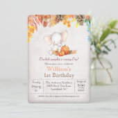 Invitation Citrouille d'automne et éléphant 1er anniversaire (Debout devant)