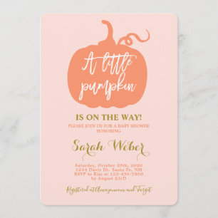 Invitation Citrouille d'automne fille baby shower