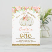 Invitation Citrouille d'automne floral 1er anniversaire Invit (Debout devant)
