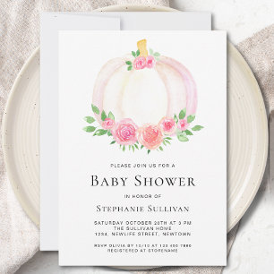 Invitation Citrouille d'automne Floral Baby shower fille