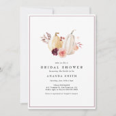 Invitation Citrouille d'automne Floral Blush Fête des mariées (Devant)