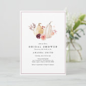 Invitation Citrouille d'automne Floral Blush Fête des mariées (Debout devant)