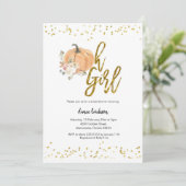 Invitation Citrouille d'automne Oh Baby shower fille (Debout devant)