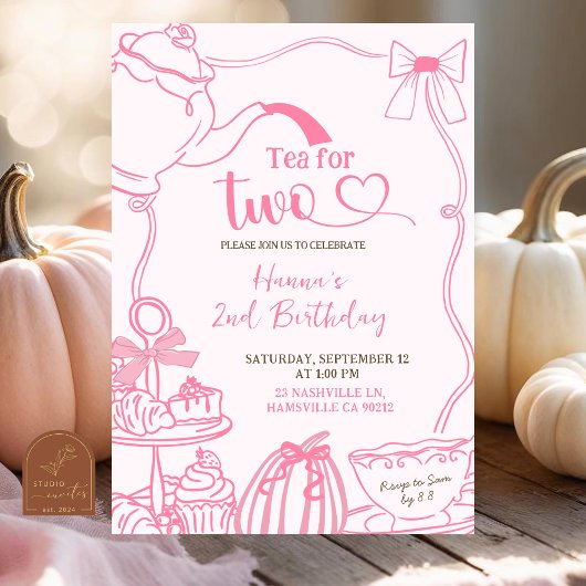 Invitation Citrouille d'automne PINK Gribouillis Dessin à la