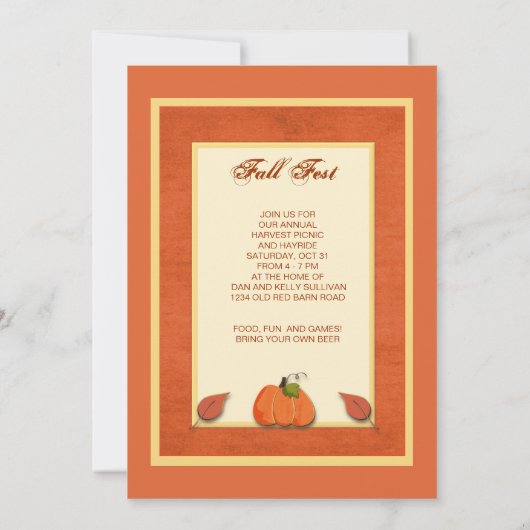 Invitation Citrouille d'automne simple sur mesure (Dos)