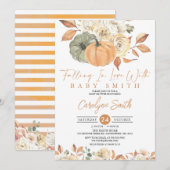 Invitation Citrouille d'automne tombant dans le Baby shower d (Devant / Derrière)