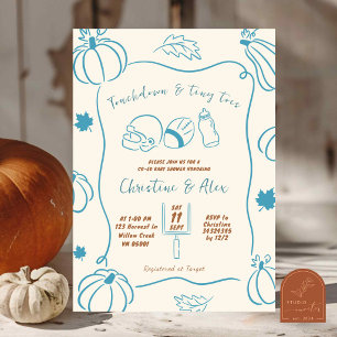 Invitation Citrouille d'automne Touchdown et Petits Pieds Des