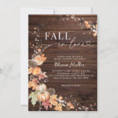 Invitation Citrouille de bois rustique chute en Fête des mari (Devant)