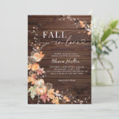 Invitation Citrouille de bois rustique chute en Fête des mari (Debout devant)