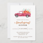 Invitation Citrouille de camion de ramassage rouge Friendsgiv (Devant)