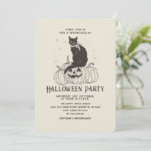 Invitation Citrouille de chat noir de la fête d'Halloween (Debout devant)