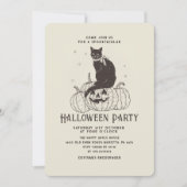 Invitation Citrouille de chat noir de la fête d'Halloween (Devant)