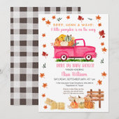 Invitation Citrouille De Chute De Camion Rose Par Baby shower (Devant / Derrière)