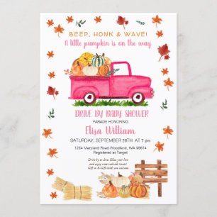 Invitation Citrouille De Chute De Camion Rose Par Baby shower