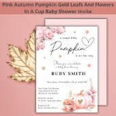 Invitation Citrouille de chute rose or Fleurs Baby shower fil