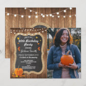 Invitation Citrouille de fête d'anniversaire Rustic Wood Chal (Devant / Derrière)
