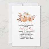 Invitation Citrouille de fiançailles d'aquarelle moderne (Devant)