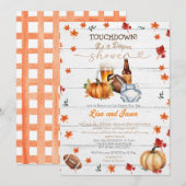 Invitation Citrouille de football en bois blanc Chute Douche  (Devant / Derrière)