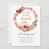 Invitation Citrouille de la belle automne 1er anniversaire In (Devant)