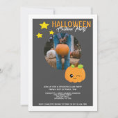 Invitation Citrouille De La Fête D'Halloween Et Étoiles Perso (Devant)