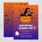 Invitation Citrouille de la fête d'Halloween Jack o’ Lantern (Devant / Derrière)