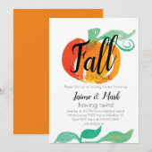Invitation Citrouille de la feuille de chute Baby shower aqua (Devant / Derrière)