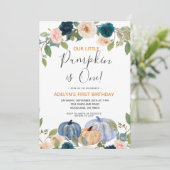 Invitation Citrouille de la Marine Aquarelle 1er Anniversaire (Debout devant)