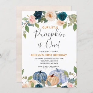 Invitation Citrouille de la Marine Aquarelle 1er Anniversaire