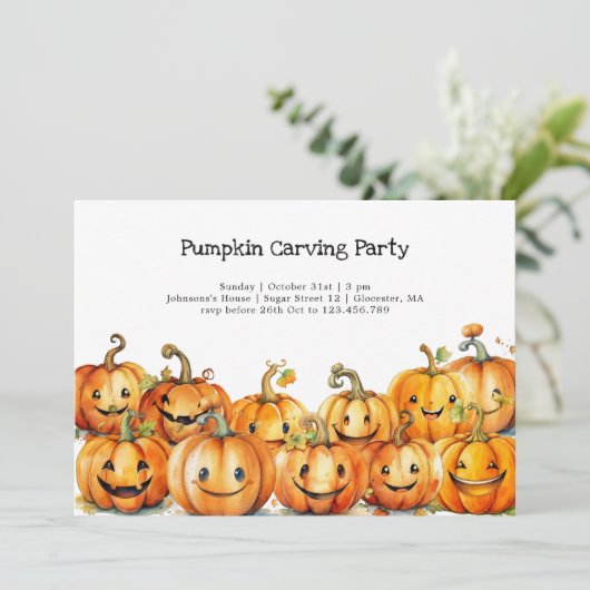 Invitation Citrouille de la sculpture halloween (Debout devant)