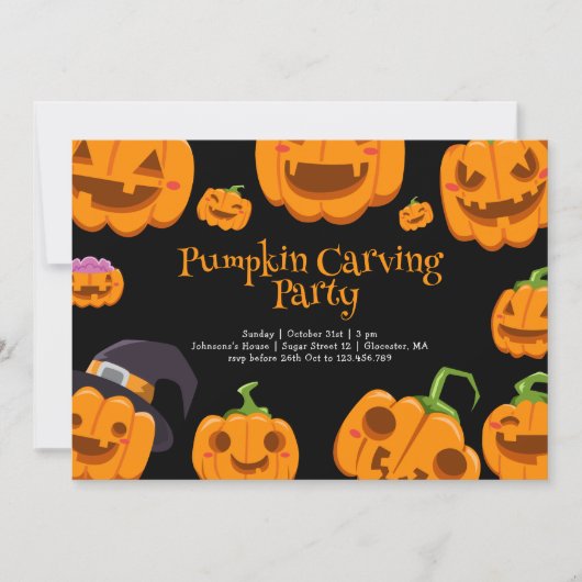 Invitation Citrouille de la sculpture halloween (Devant)